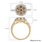 9K Yellow Gold SGL Certified Champagne Diamond & White Diamond Ring 1.02 Ct.