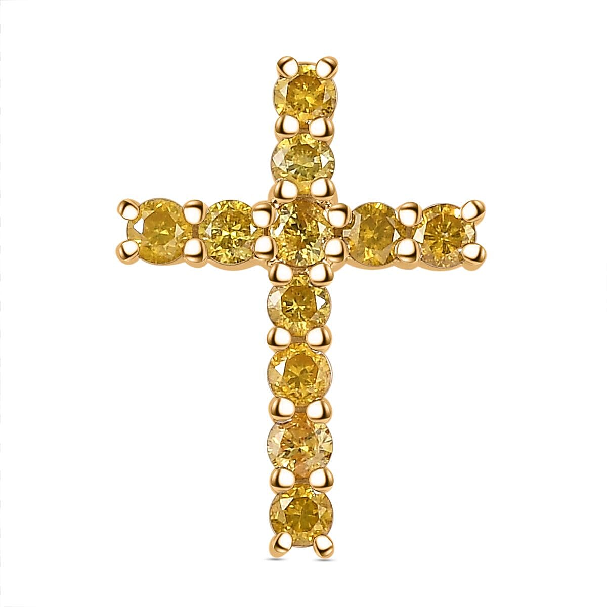 9K Yellow Gold SGL Certified Natural Yellow Diamond Cross Pendant 0.50 ct. 7861646 0