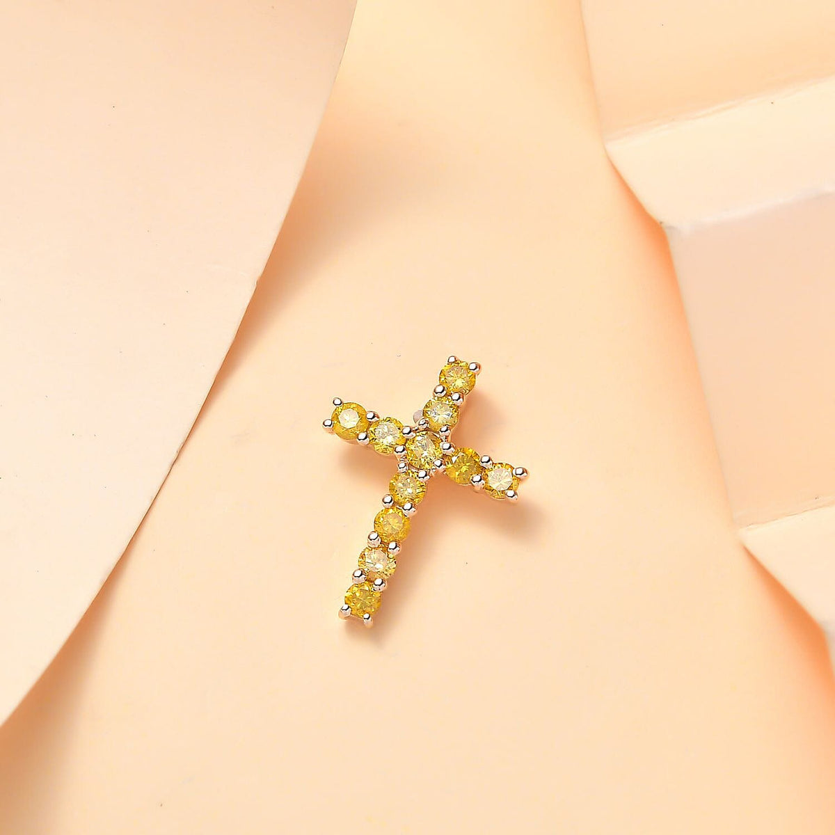 9K Yellow Gold SGL Certified Natural Yellow Diamond Cross Pendant 0.50 ct. 7861646 3