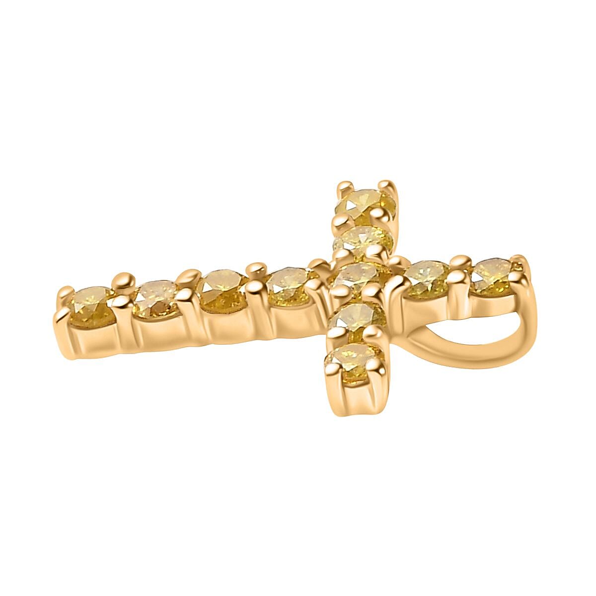 9K Yellow Gold SGL Certified Natural Yellow Diamond Cross Pendant 0.50 ct. 7861646 4