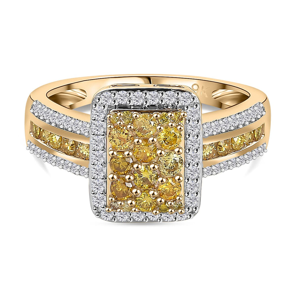 Extreme Rare Find - 9K Yellow Gold SGL Certified Natural Yellow Diamond Ring 1.00 Ct, Gold Wt. 3.10 Gms.