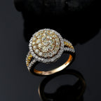 One Time Deal - 9K Yellow Gold I3 Natural Yellow Diamond & I3 G-H White Diamond SGL Certified Ring 1.50 Ct.