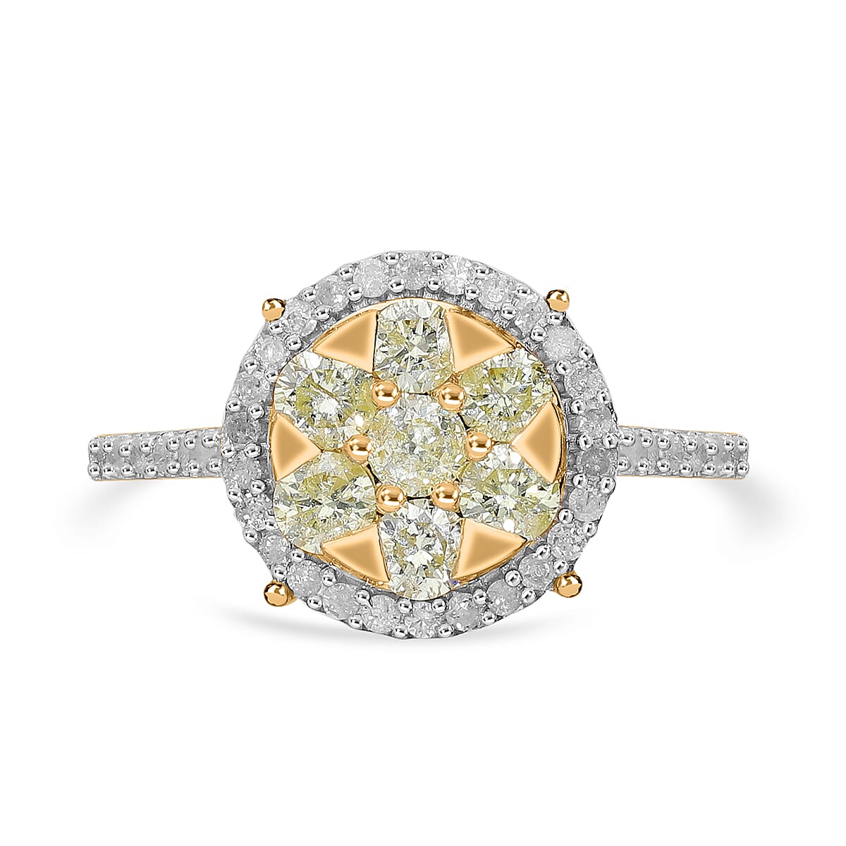 The Rare Find - Yellow Diamond Ring in 9K Yellow Gold with White Diamonds  (1.00 CT)- Limited Stock 7786374 0