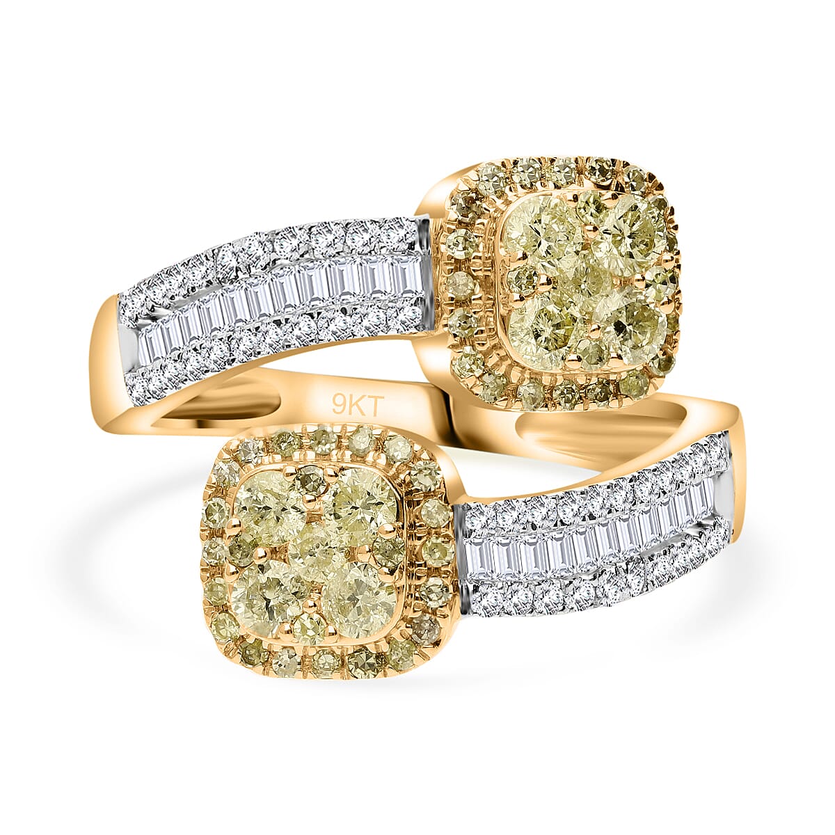 EXTREME RARE FIND - SGL Certified 9K Yellow Gold Natural Yellow &amp; White Diamond Ring 1.01 Ct. 7977100 0