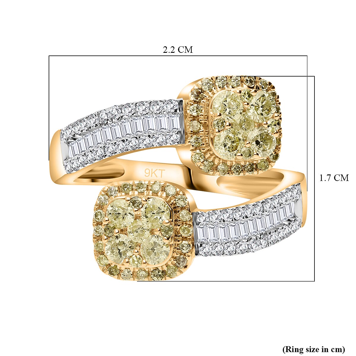 EXTREME RARE FIND - SGL Certified 9K Yellow Gold Natural Yellow &amp; White Diamond Ring 1.01 Ct. 7977100 10