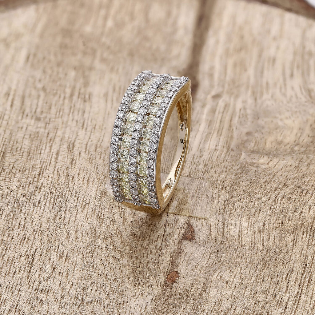 SGL Certified Natural Yellow Diamond and White Diamond Ring in 9K Yellow and White Gold 1.01 Ct.