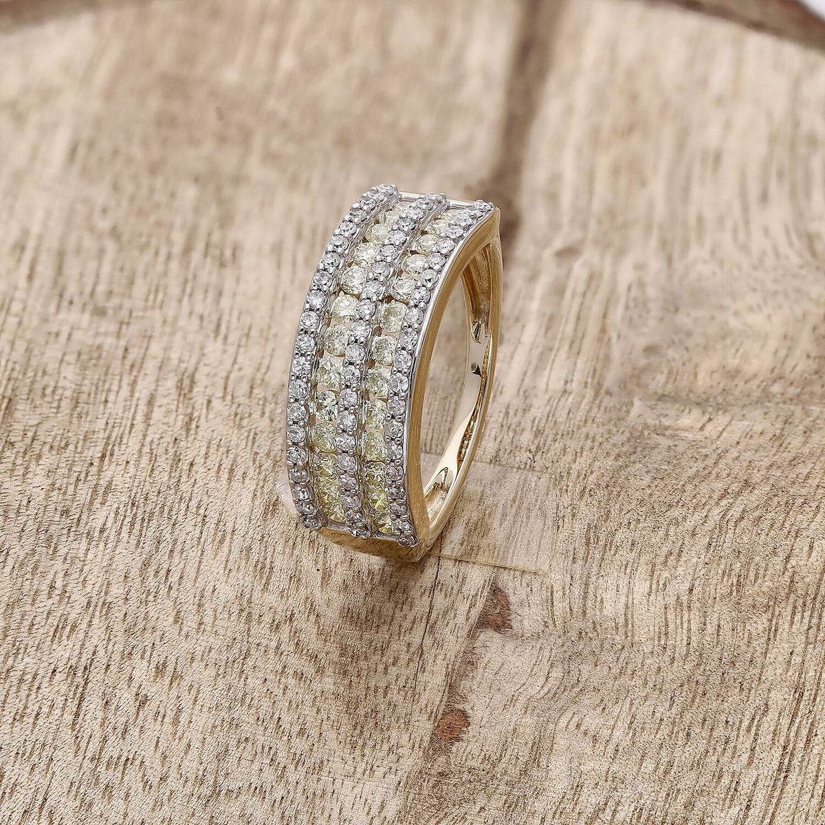 SGL Certified Natural Yellow Diamond and White Diamond Ring in 9K Yellow and White Gold 1.01 Ct. 8074938 4