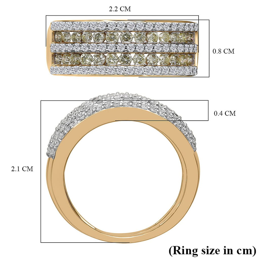 SGL Certified Natural Yellow Diamond and White Diamond Ring in 9K Yellow and White Gold 1.01 Ct.