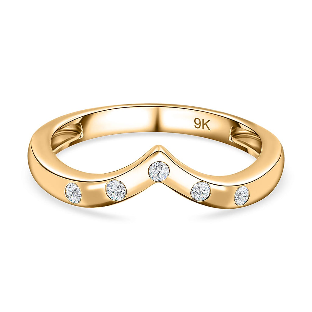 9K Yellow Gold SGL Certified Diamond Wishbone Ring