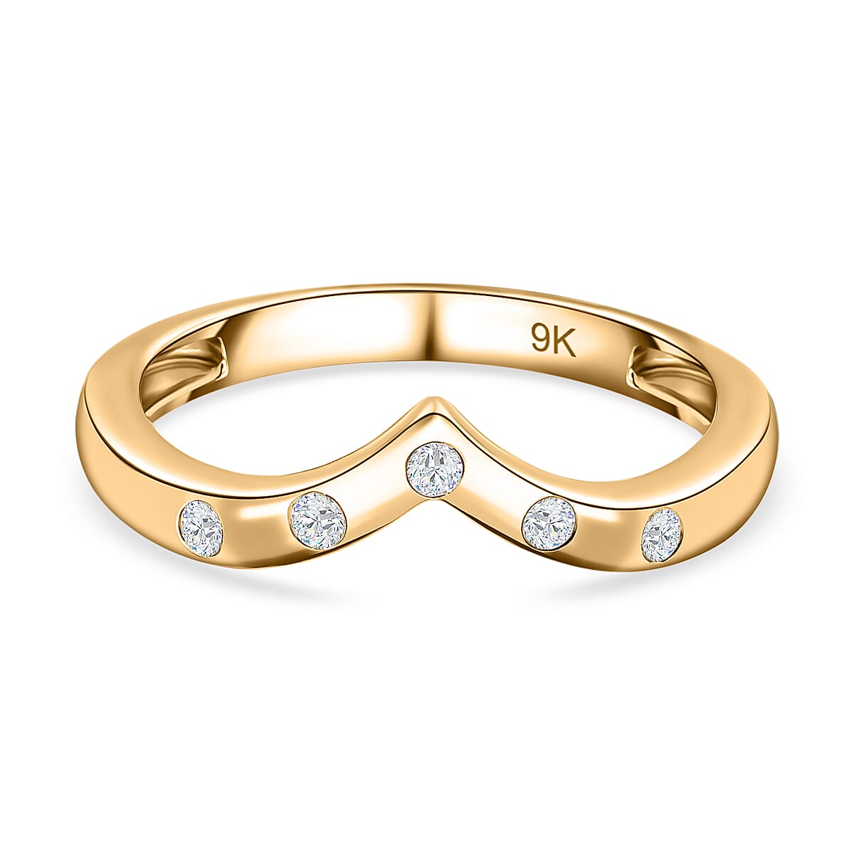 9K Yellow Gold SGL Certified Diamond Wishbone Ring 7649311 0