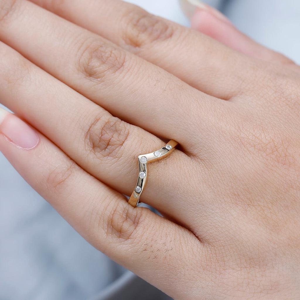 9K Yellow Gold SGL Certified Diamond Wishbone Ring