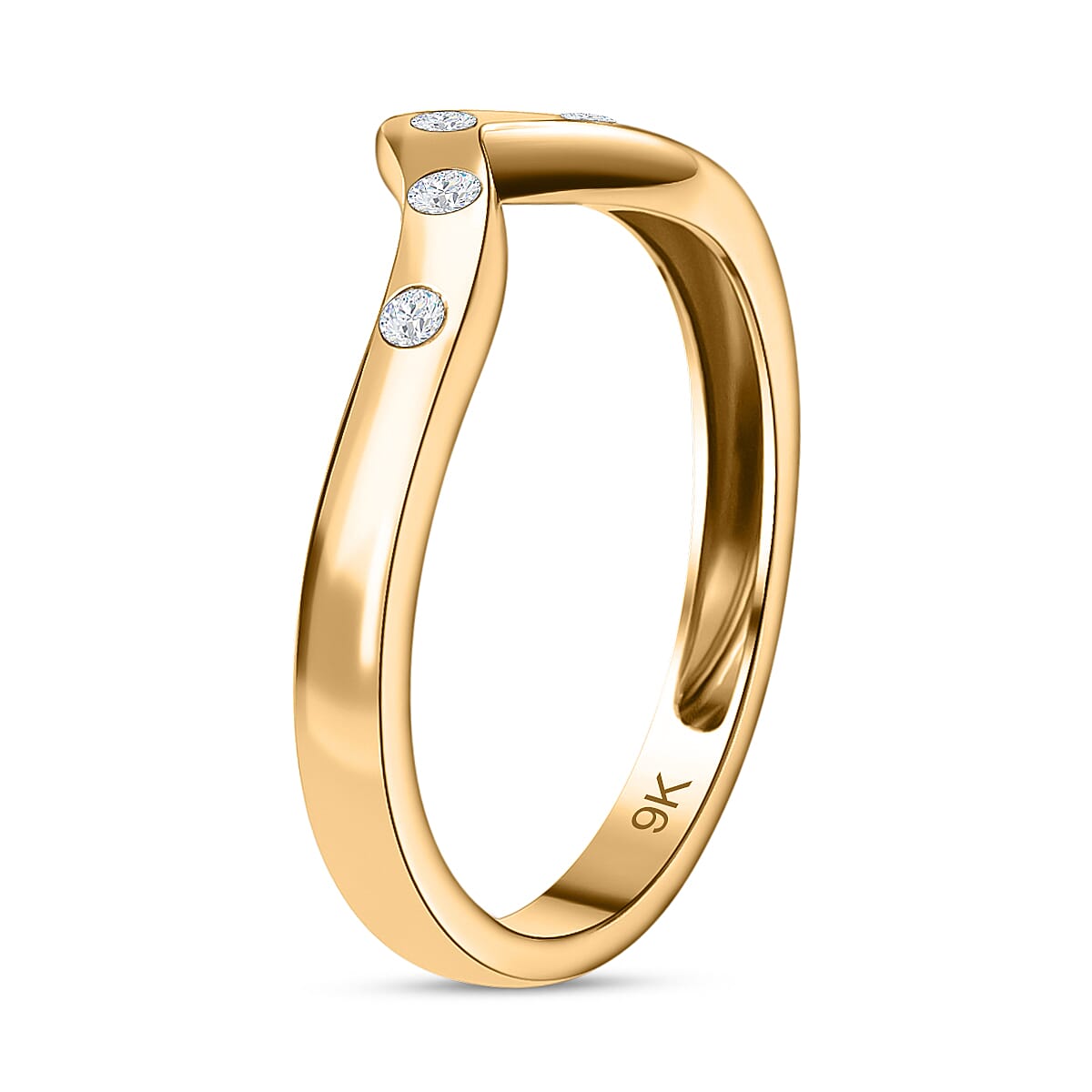 9K Yellow Gold SGL Certified Diamond Wishbone Ring 7649311 3