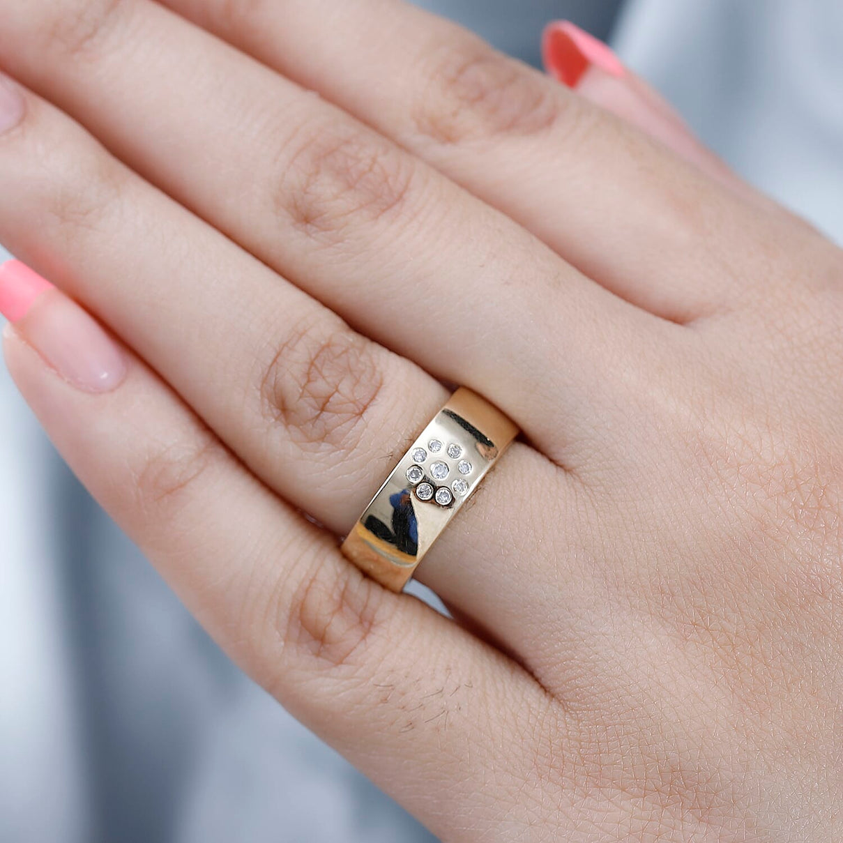 9K Yellow Gold SGL Certified Diamond Band Ring 7647075 2