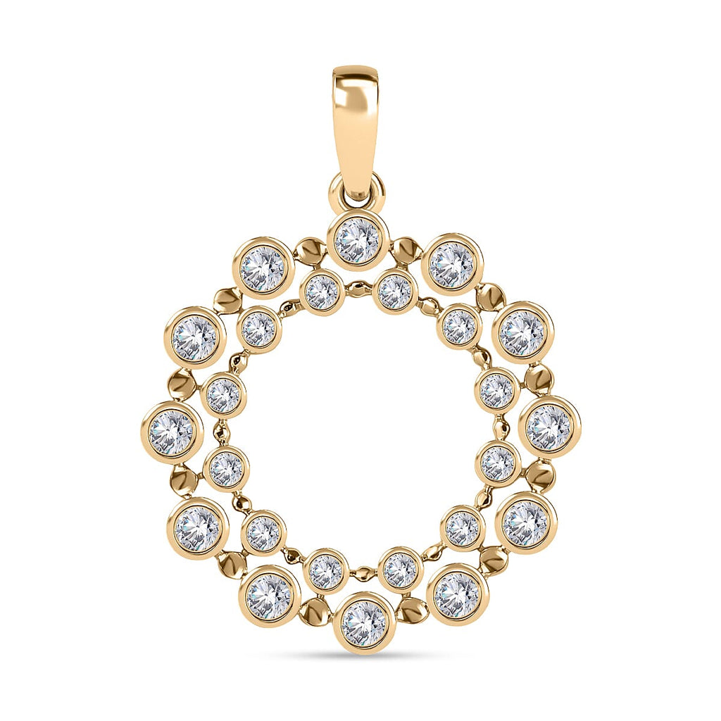 Designer Inspired- 9K Yellow Gold Diamond Bubble Circle Pendant 0.5 ct