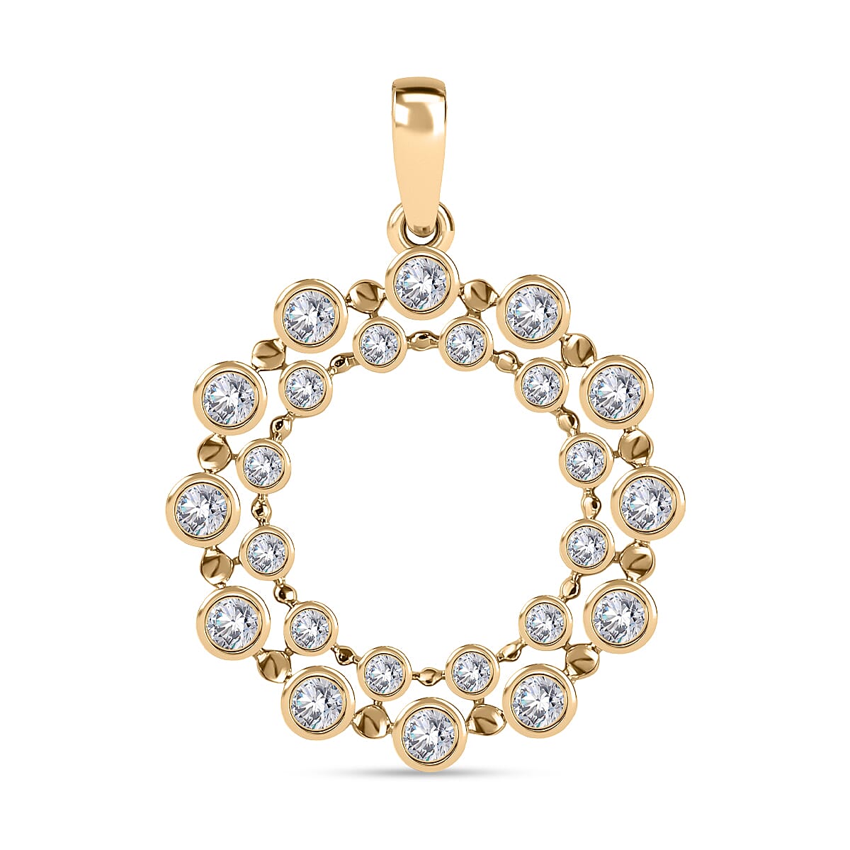 Designer Inspired- 9K Yellow Gold Diamond Bubble Circle Pendant 0.5 ct 7727442 0