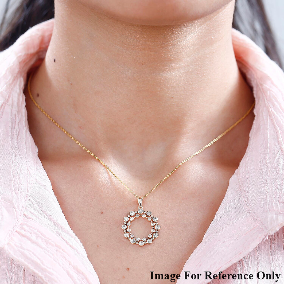 Designer Inspired- 9K Yellow Gold Diamond Bubble Circle Pendant 0.5 ct 7727442 2