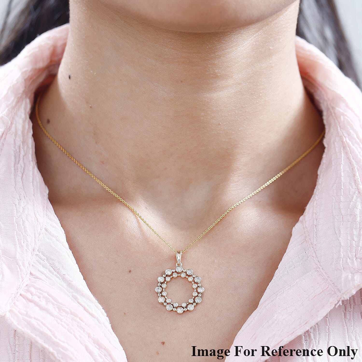 Designer Inspired- 9K Yellow Gold Diamond Bubble Circle Pendant 0.5 ct 7727442 2