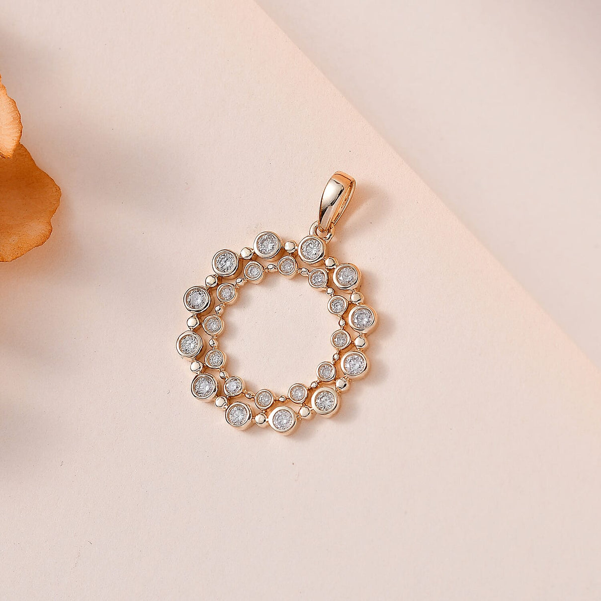 Designer Inspired- 9K Yellow Gold Diamond Bubble Circle Pendant 0.5 ct 7727442 3