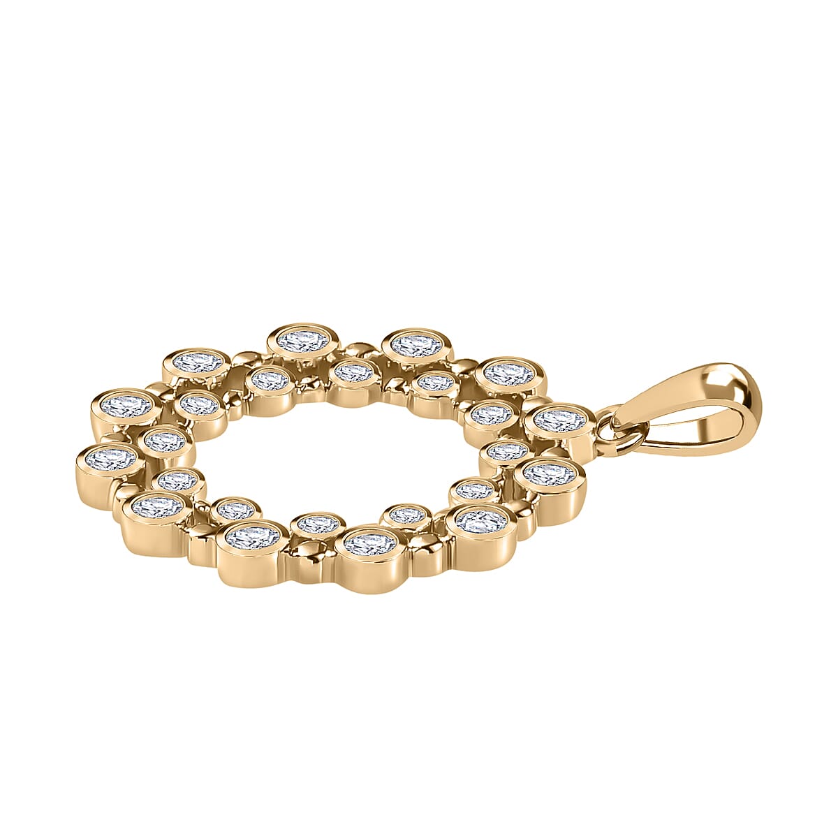 Designer Inspired- 9K Yellow Gold Diamond Bubble Circle Pendant 0.5 ct 7727442 4