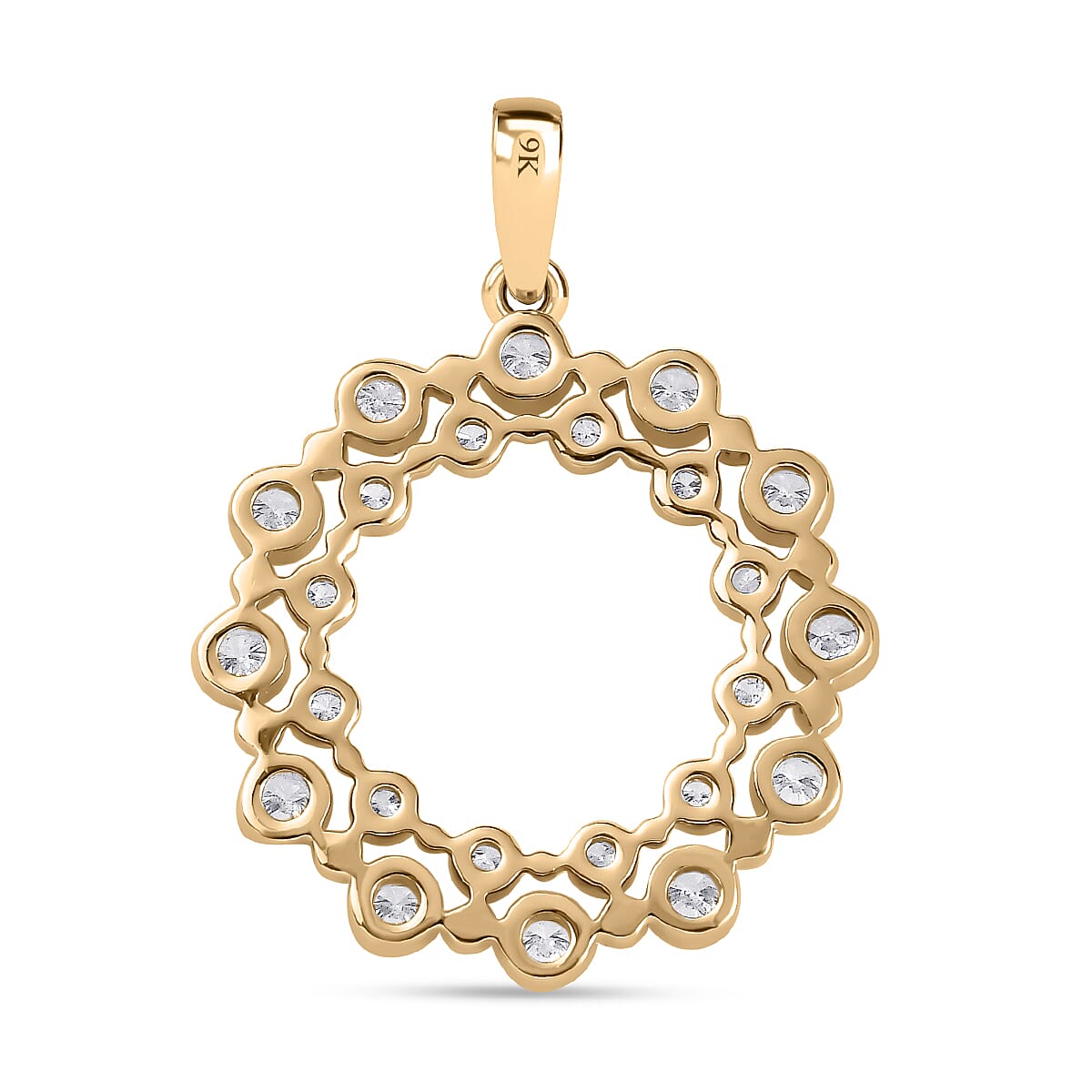 Designer Inspired- 9K Yellow Gold Diamond Bubble Circle Pendant 0.5 ct 7727442 5