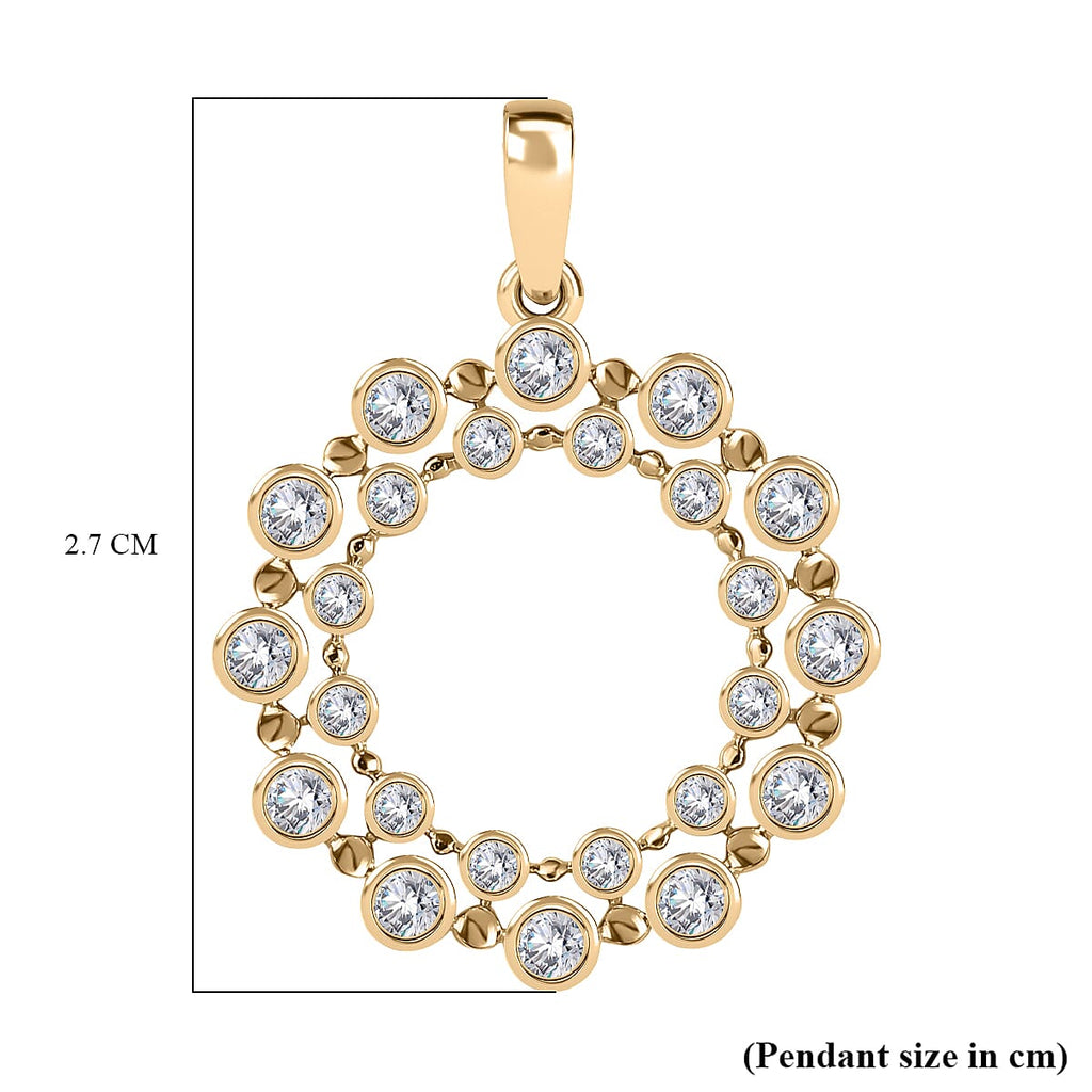 Designer Inspired- 9K Yellow Gold Diamond Bubble Circle Pendant 0.5 ct