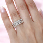 9K Yellow Gold Diamond Three Row Eternity Band Ring 1.00 Ct