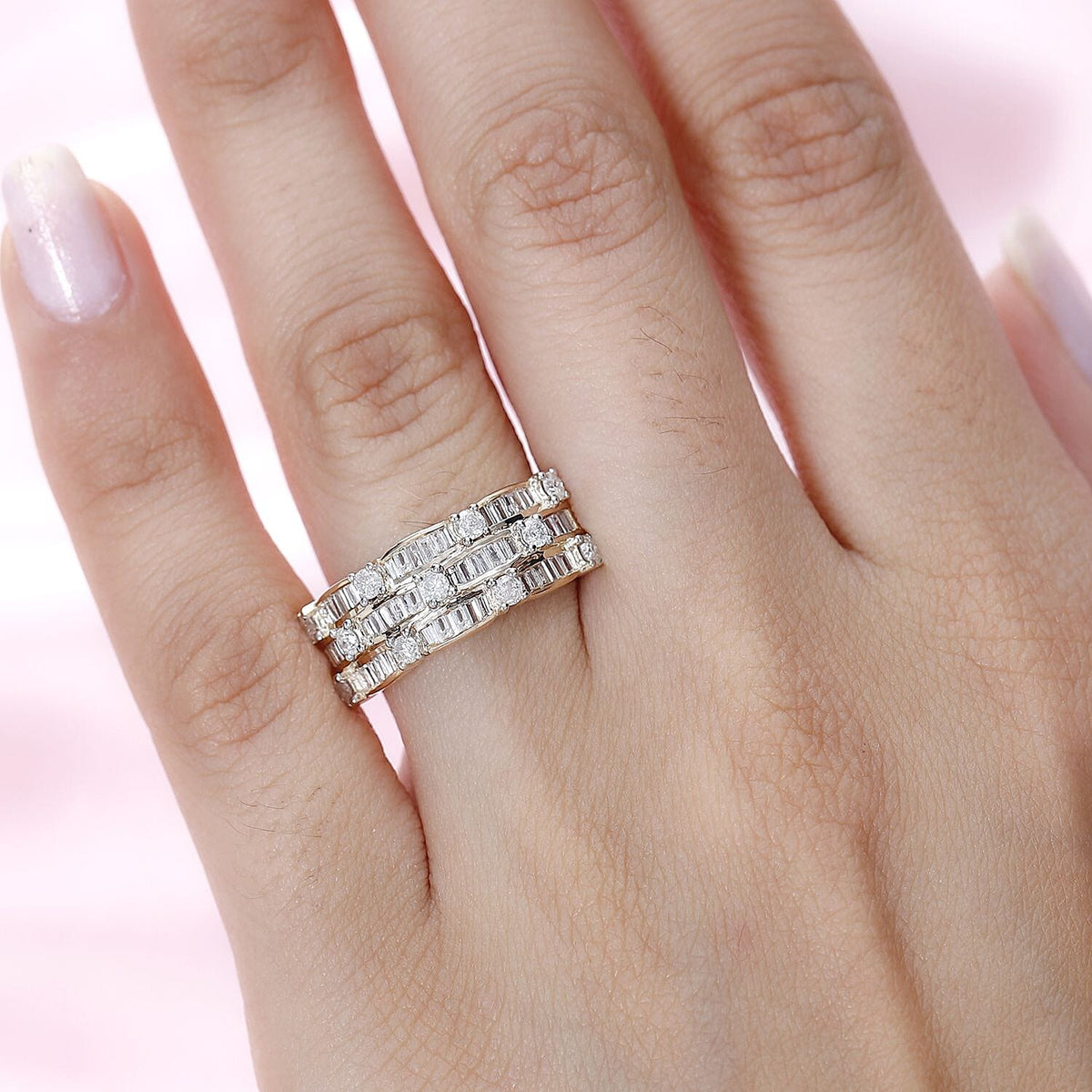 9K Yellow Gold White Diamond I3 Cluster Ring, Gold Wt. 3.85 Gms  0.979  Ct. 7647088 2