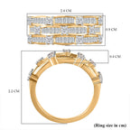 9K Yellow Gold Diamond Three Row Eternity Band Ring 1.00 Ct