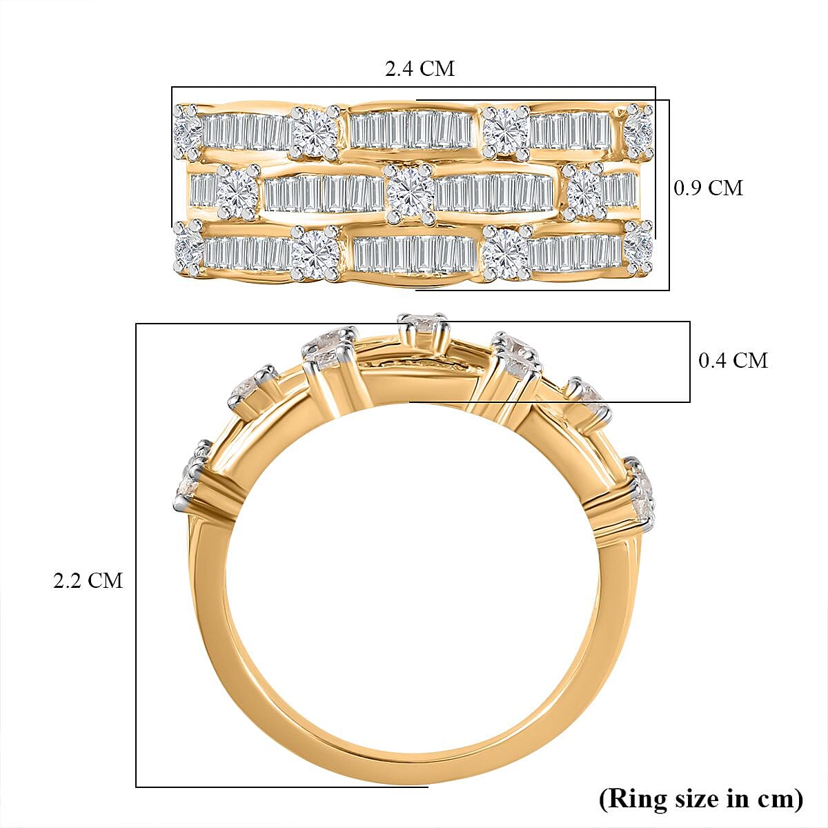 9K Yellow Gold White Diamond I3 Cluster Ring, Gold Wt. 3.85 Gms  0.979  Ct. 7647088 5
