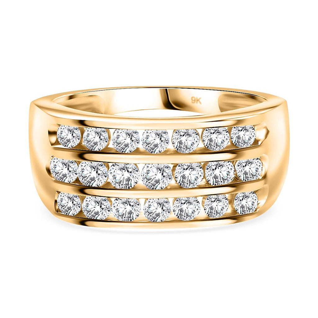 9K Yellow Gold SGL Certified GH Natural Diamond  Ring 1.01 Ct.