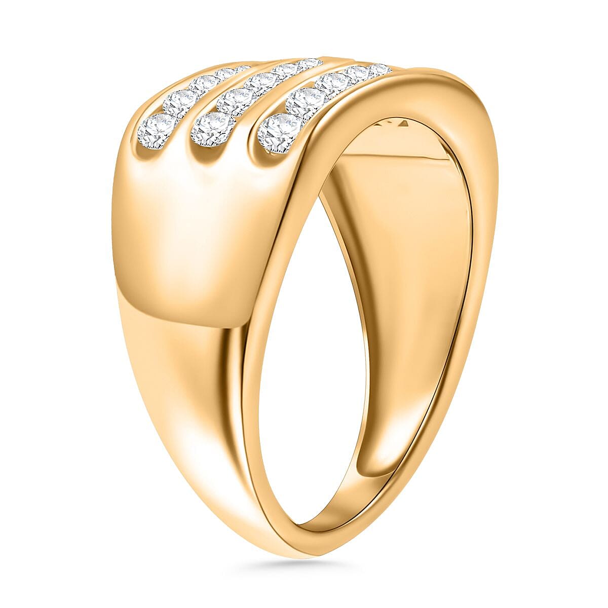 9K Yellow Gold SGL Certified GH Natural Diamond 3-Row Ring 1.01 Ct. 7889669 4