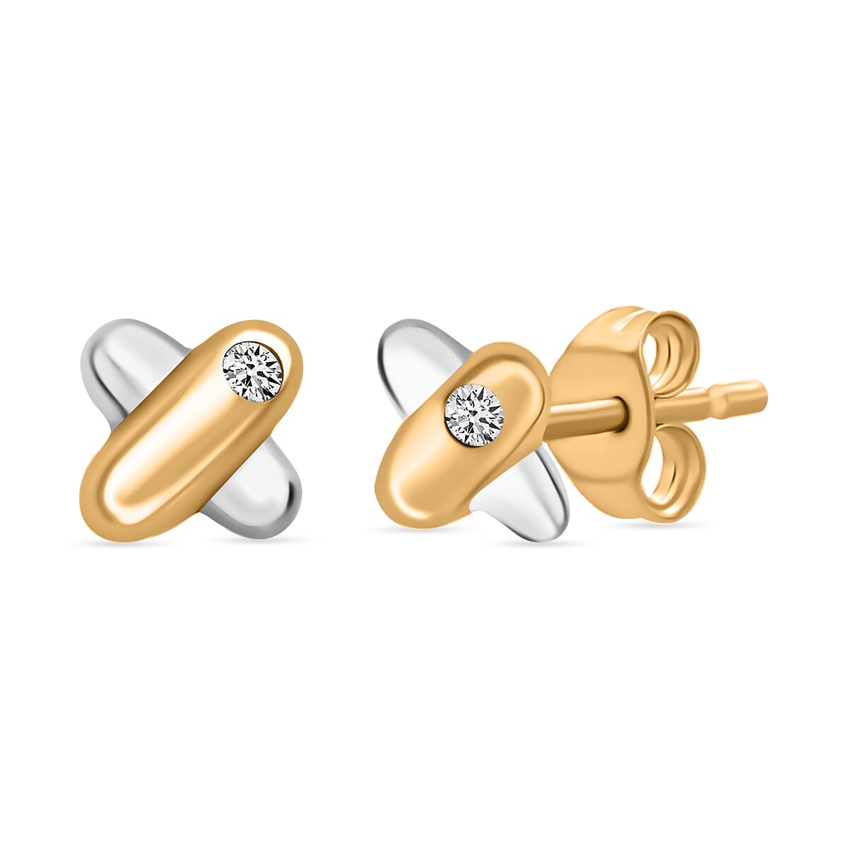 9K Yellow Gold Diamond KissStud Earrings 0.03 Ct 7519160 0