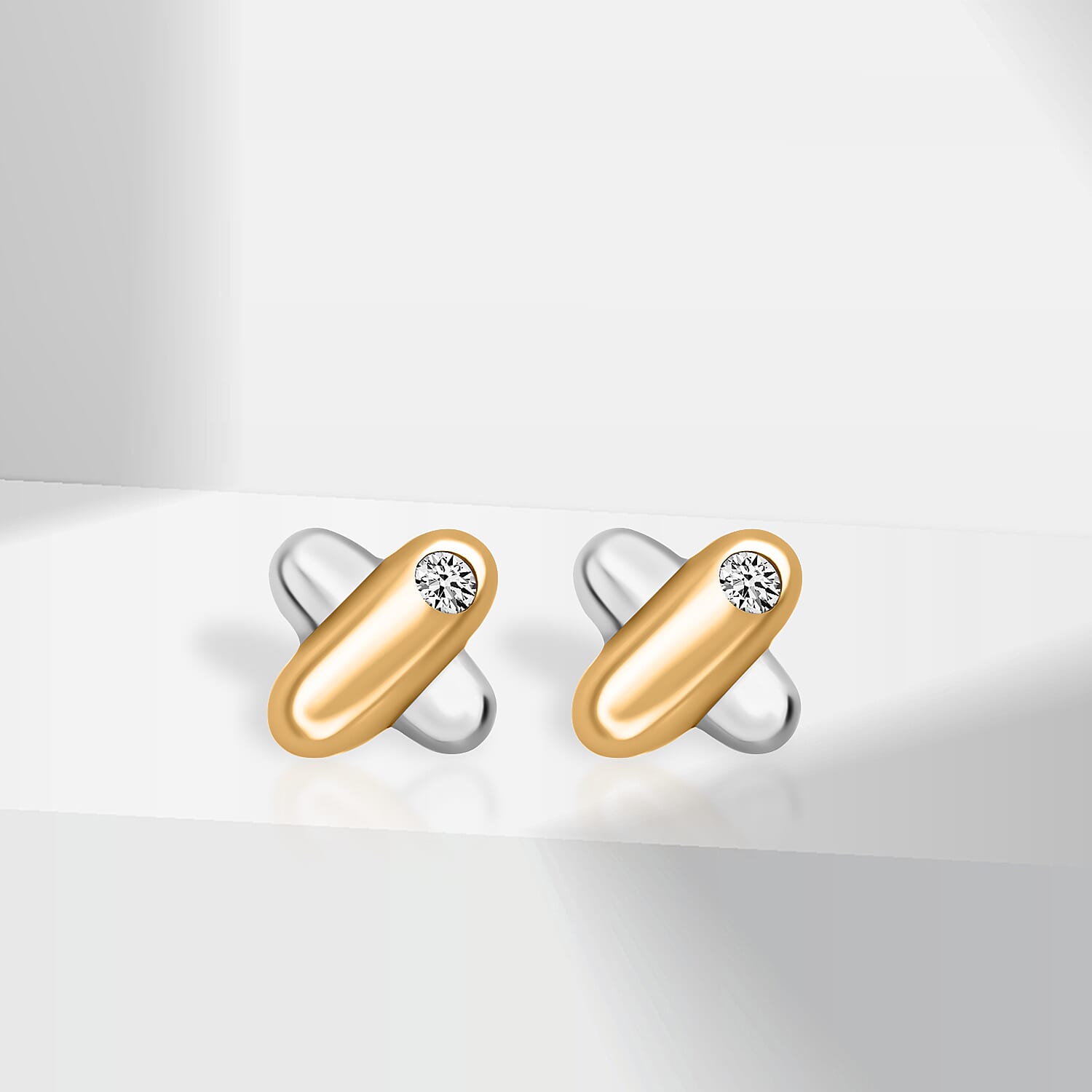 9K Yellow Gold Diamond KissStud Earrings 0.03 Ct 7519160 1
