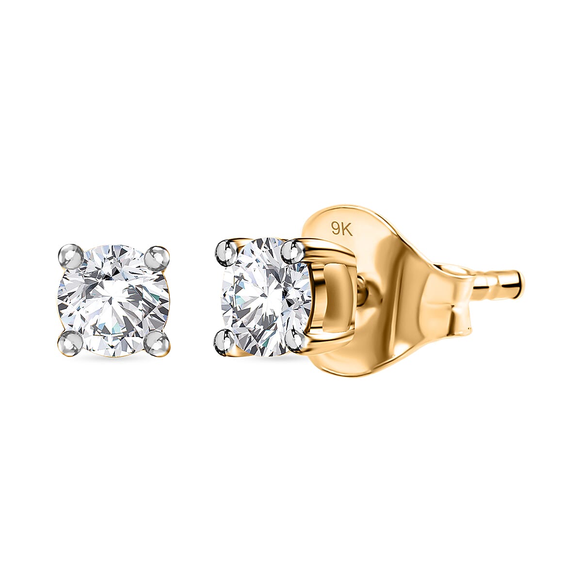 9K Yellow Gold White Diamond I3 Stud Earrings 0.25 ct. 7896066 0