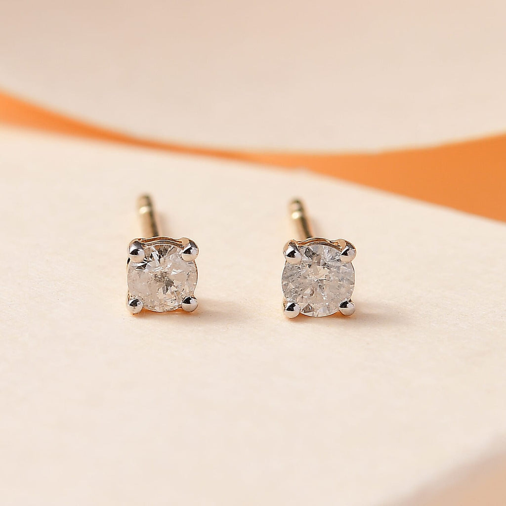 9K Yellow Gold Natural White Diamond Earring 0.25 Cts