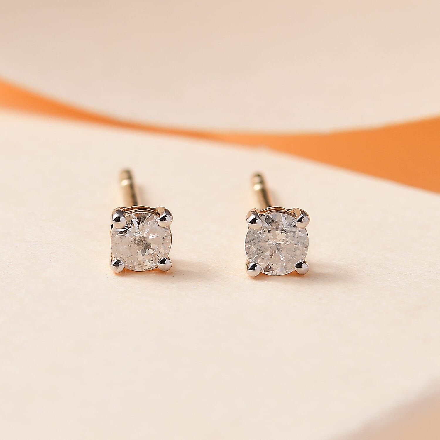 9K Yellow Gold White Diamond I3 Stud Earrings 0.25 ct. 7896066 1