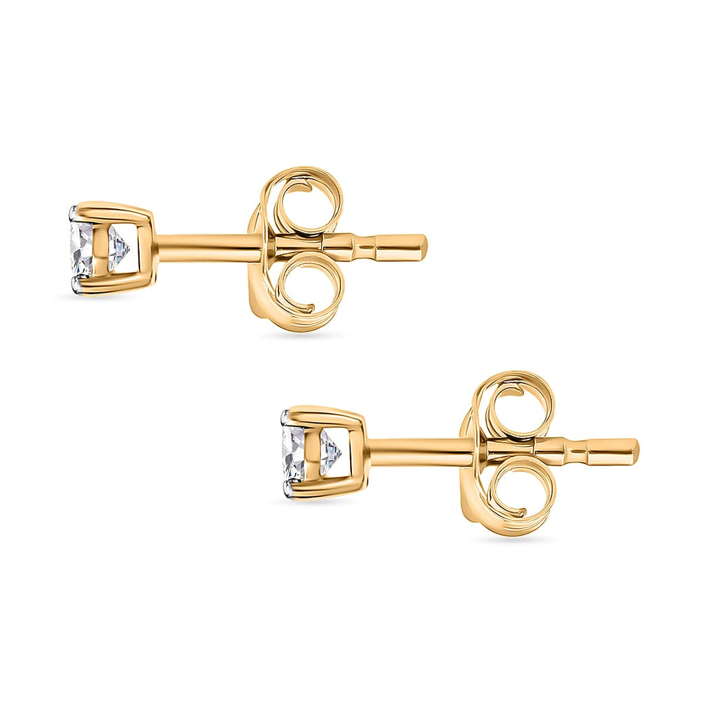 9K Yellow Gold Natural White Diamond Earring 0.25 Cts