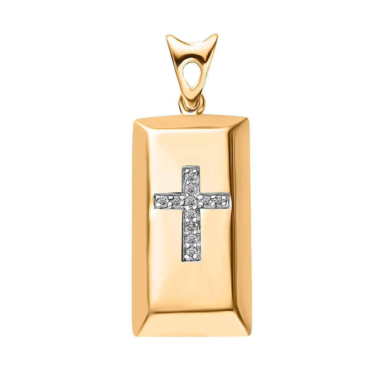 NY Closeout  - 9K Yellow Gold &amp; Diamond SGL Certified Cross Pendant 7659044 0