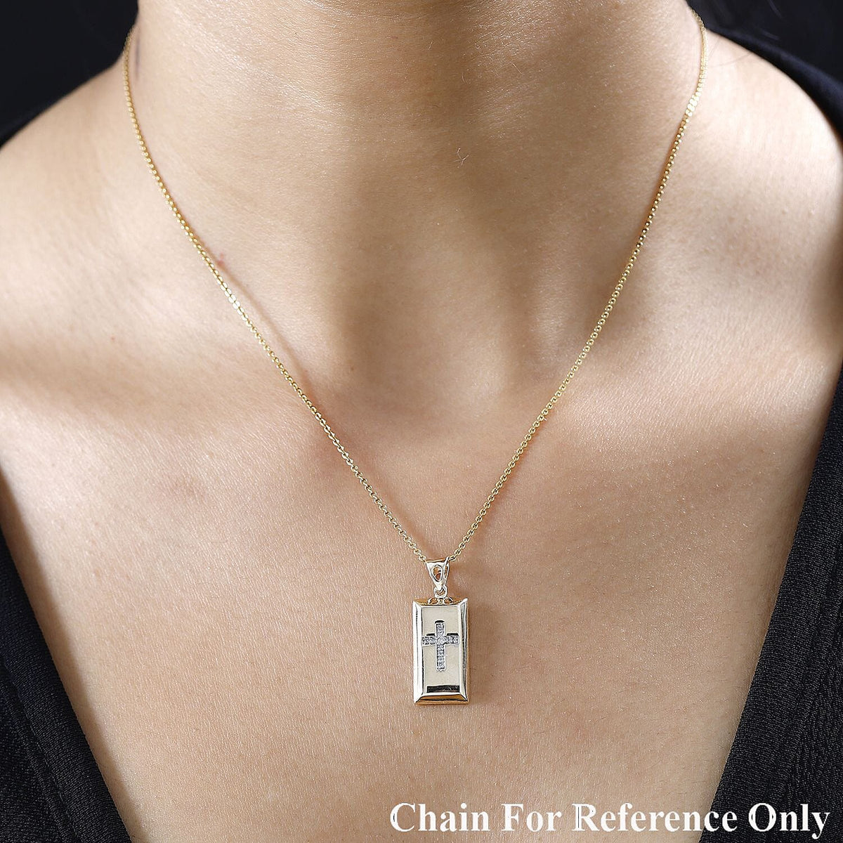 NY Closeout  - 9K Yellow Gold &amp; Diamond SGL Certified Cross Pendant 7659044 1