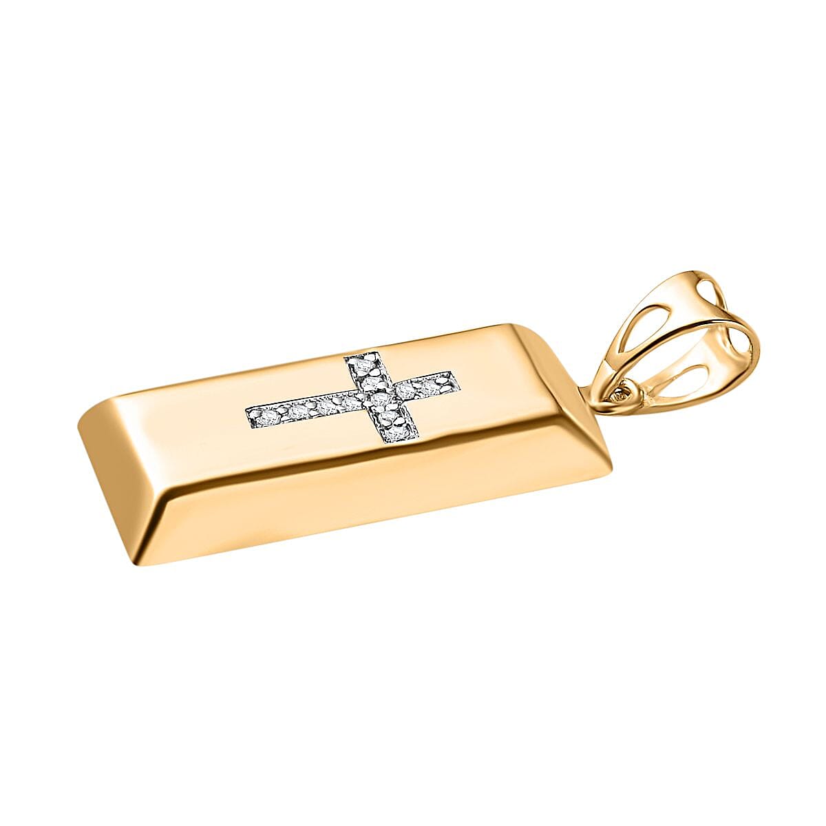 NY Closeout  - 9K Yellow Gold &amp; Diamond SGL Certified Cross Pendant 7659044 3