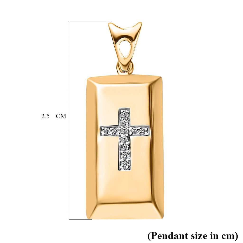 NY Closeout  - 9K Yellow Gold & Diamond SGL Certified Cross Pendant