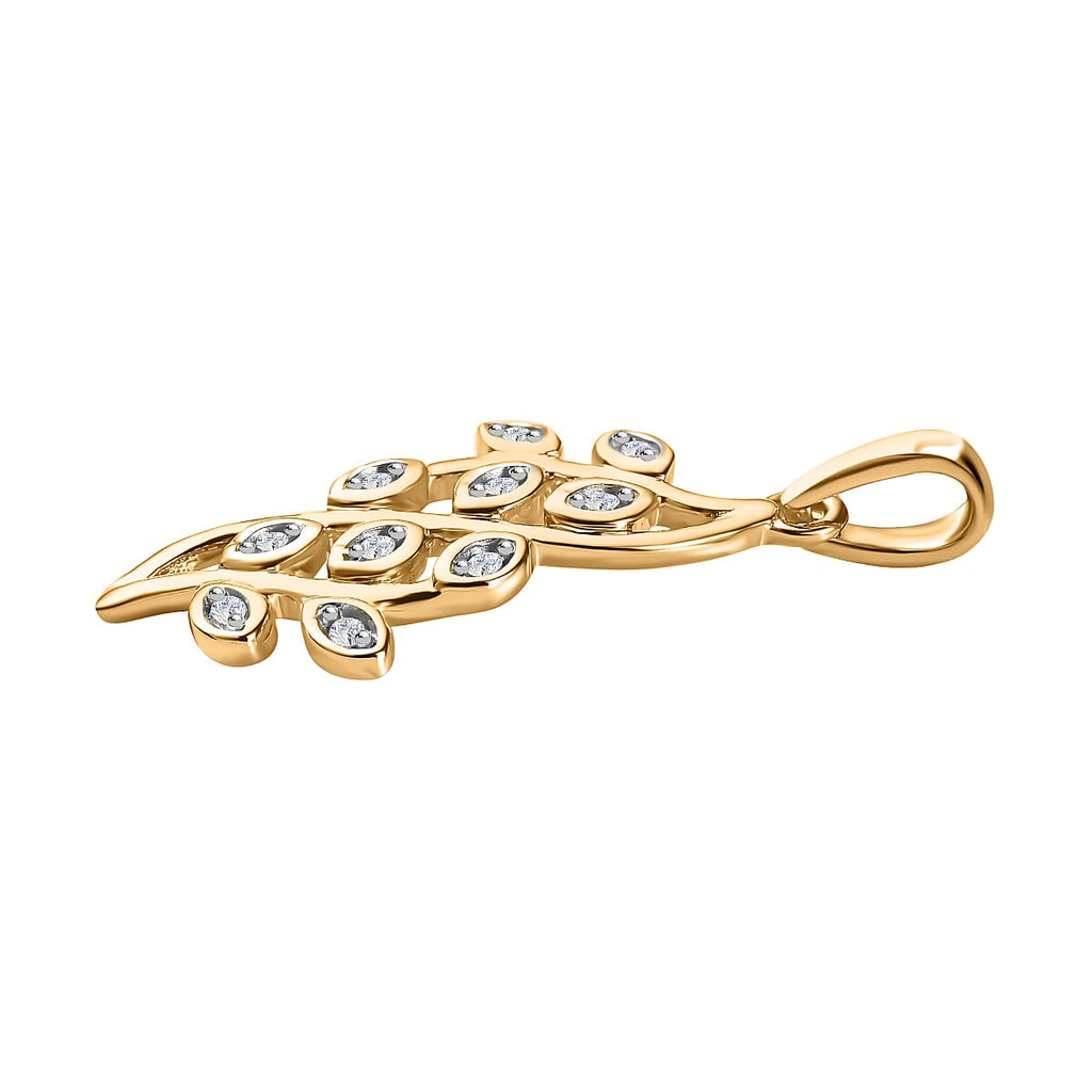 9K Yellow Gold SGL Certified White Diamond Fancy Pendant 0.08 Ct.