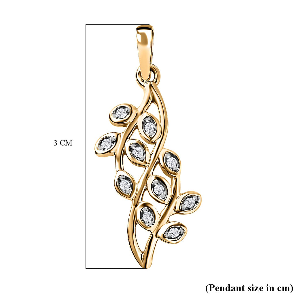 9K Yellow Gold SGL Certified White Diamond Fancy Pendant 0.08 Ct.