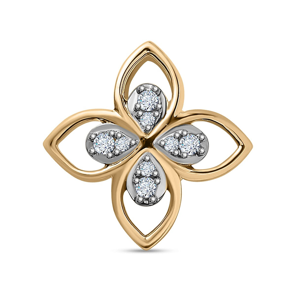 9K Yellow Gold SGL Certified Diamond Floral Pendant