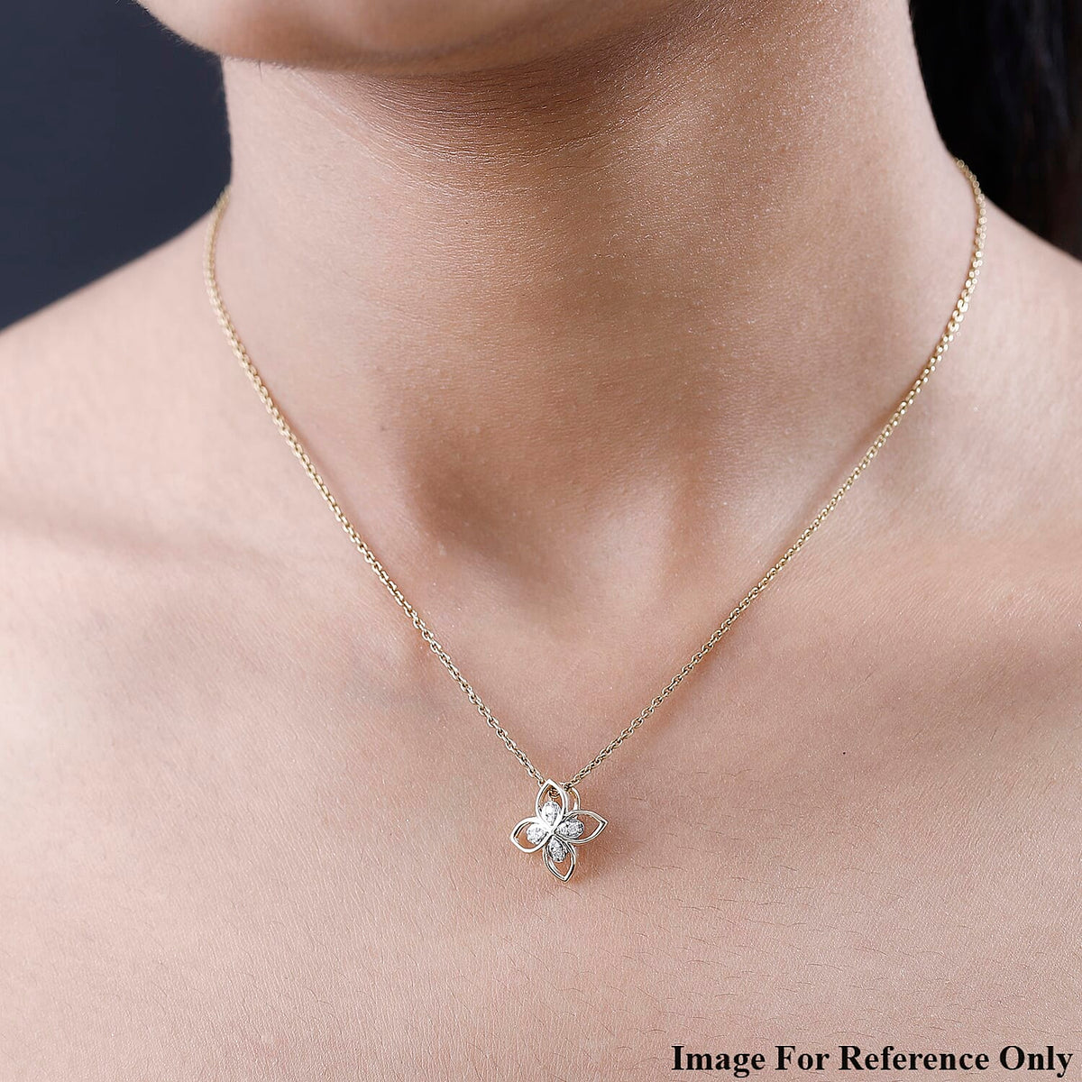 9K Yellow Gold I3 White Diamond I3 Floral Pendant 0.09 ct, Gold Wt. 1.12 Gms 0.088 Ct. 7645433 1