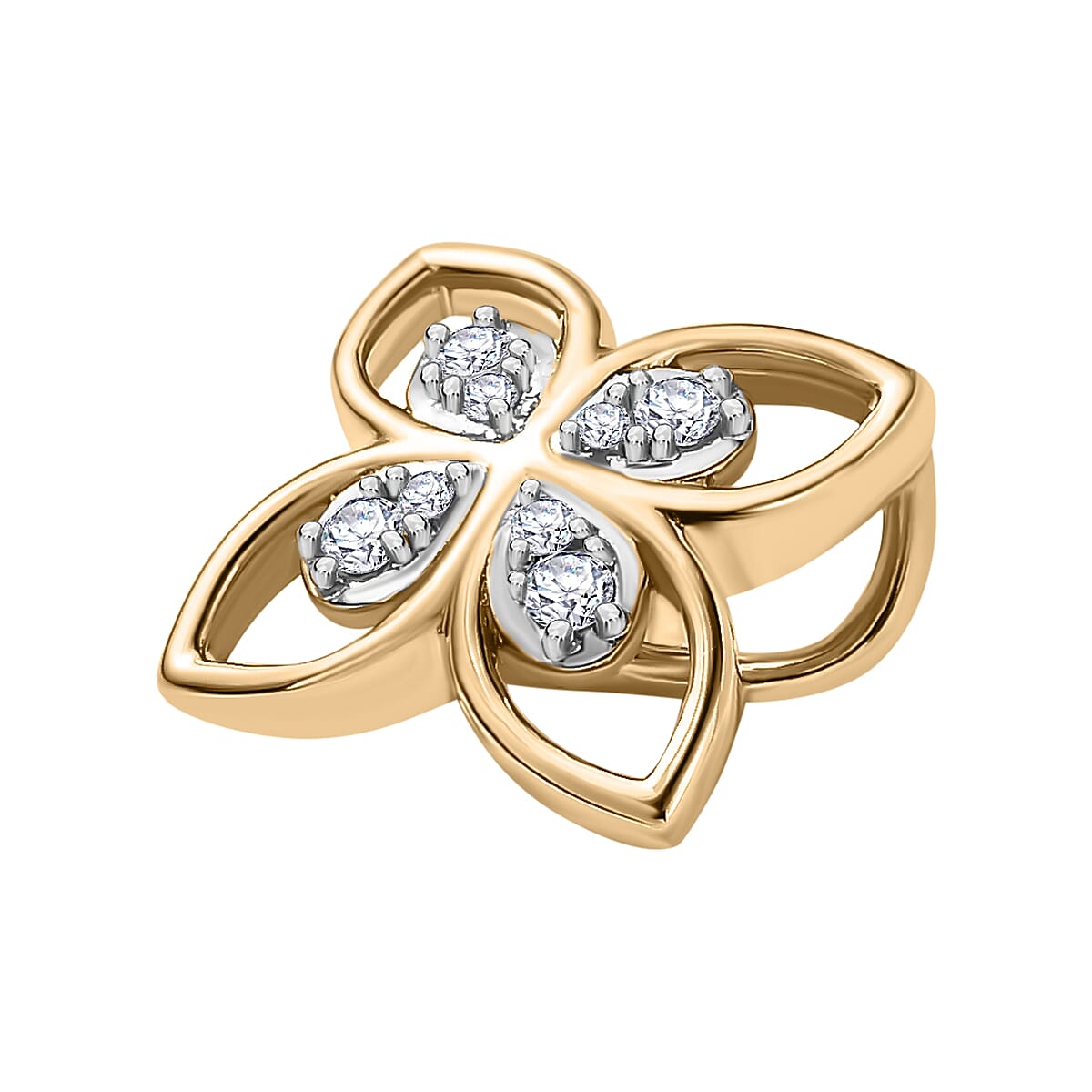 9K Yellow Gold I3 White Diamond I3 Floral Pendant 0.09 ct, Gold Wt. 1.12 Gms 0.088 Ct. 7645433 3