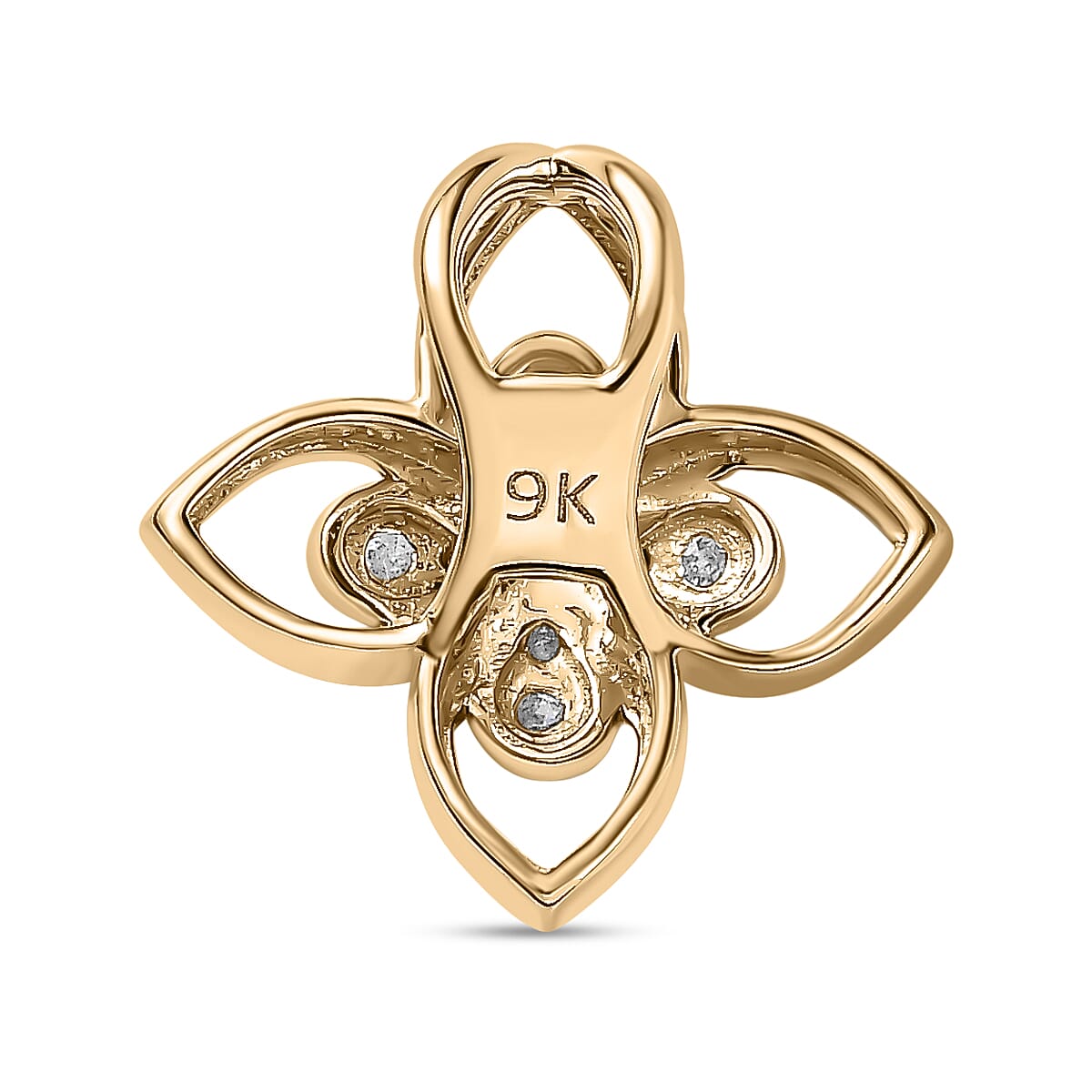 9K Yellow Gold I3 White Diamond I3 Floral Pendant 0.09 ct, Gold Wt. 1.12 Gms 0.088 Ct. 7645433 4