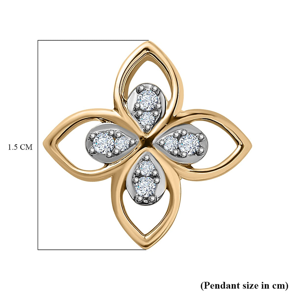 9K Yellow Gold SGL Certified Diamond Floral Pendant