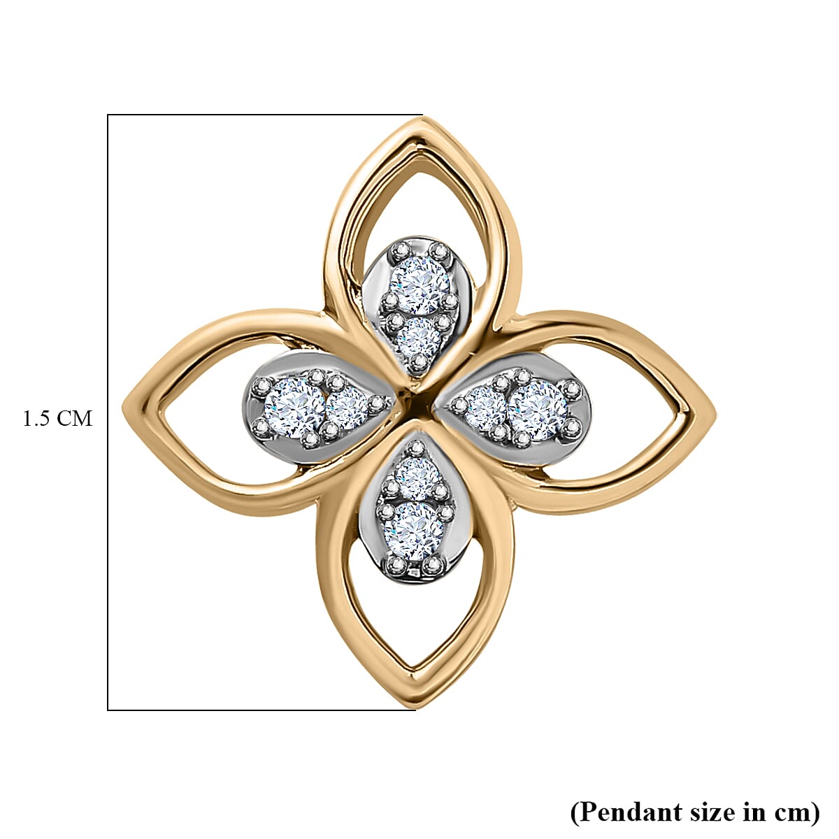 9K Yellow Gold I3 White Diamond I3 Floral Pendant 0.09 ct, Gold Wt. 1.12 Gms 0.088 Ct. 7645433 5