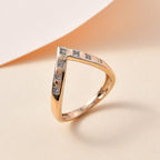 9K Yellow Gold SGL Certified Diamond Wishbone Ring 0.25 Ct.